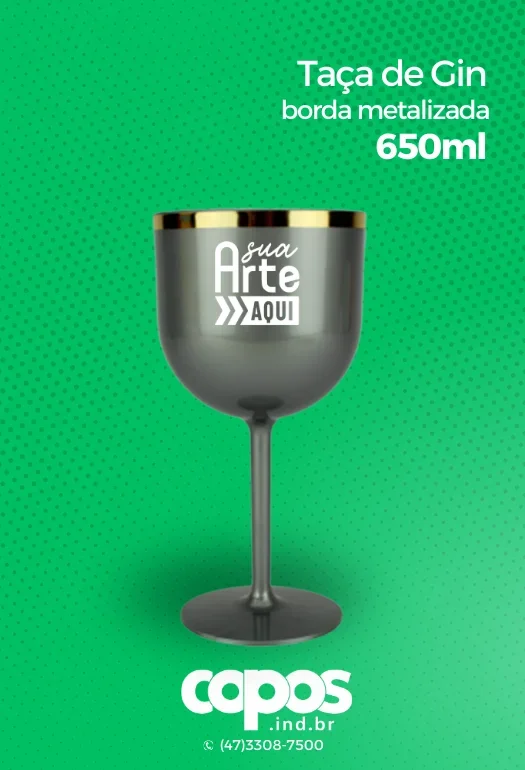 Ta&ccedil;a Gin Borda Metalizada